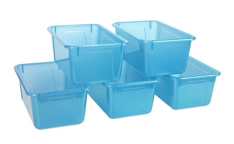 Storex Small Cubby Bin, 12.2 x 7.8 x 5.1 Inches, Candy Teal, 5-Pack (62480U05C) - Image 1